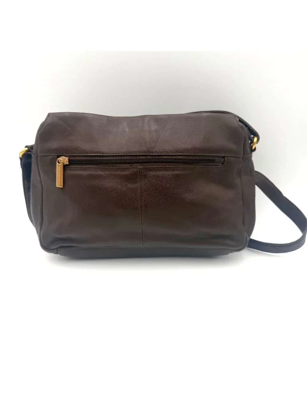 Stone Mountain Brown Leather Crossbody Shoulder Bag Organizer Purse Zip Pocket